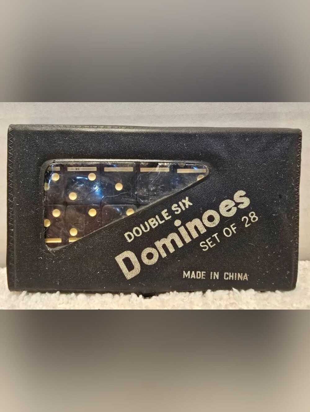Vintage Double Six Standard Dominoes Set Of 28 In Original Case BLACK 3x5" NEW